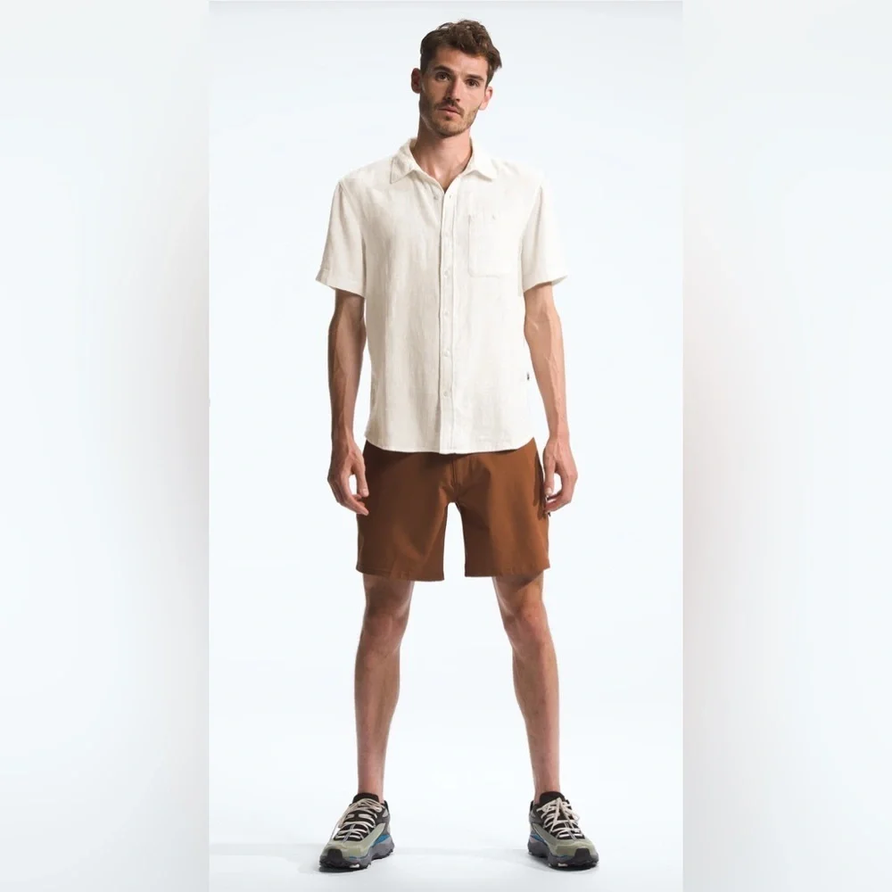 The North Face Men's Loghill Jacquard Gardenia White Hemp Cotton Blend Shirt XXL